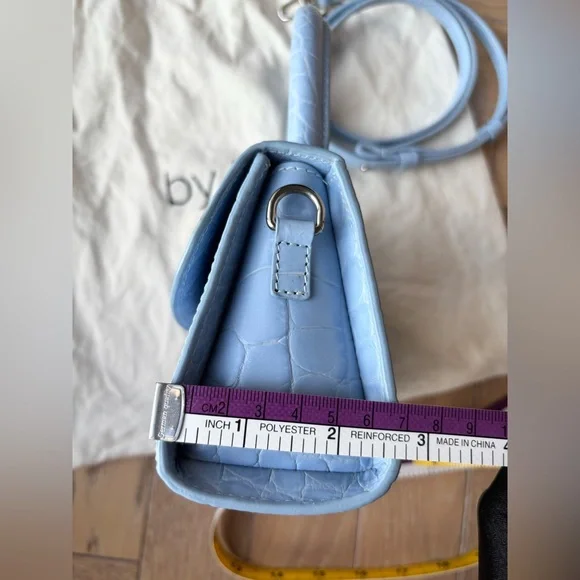 BY FAR Mini Sky Blue Croco Embossed Leather Bag